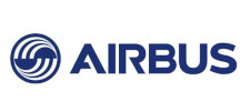 Blaues Logo mit der Aufschrift Airbus