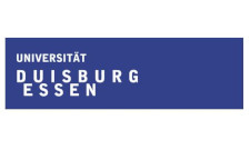 Blaues Logo mit der Aufschrift Universität Duisburg Essen