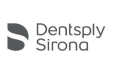 Graues Logo mit der Aufschrift Dentsply Sirona