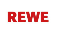 Rotes Logo mit der Aufschrift Rewe