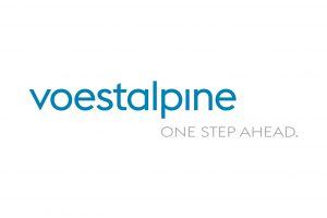 Blaues Logo mit der Aufschrift Voestalpine