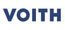 Blaues Logo mit der Aufschrift Voith