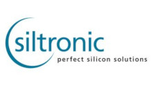 Hellblaues Logo mit der Aufschrift Siltronic