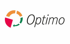 Grafische Darstellung eines verschieden farbigen Kreises und dem Namen Optimo daneben